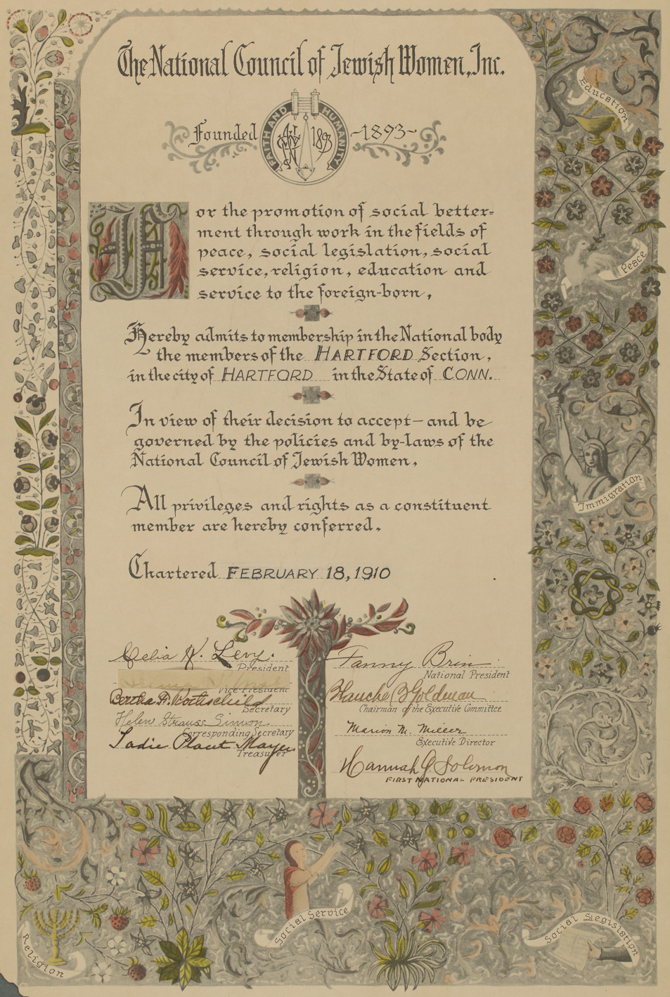 National Council of Jewish Women Charter